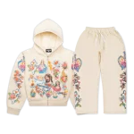Risen King” Cropped Zip Tracksuit (Cream)